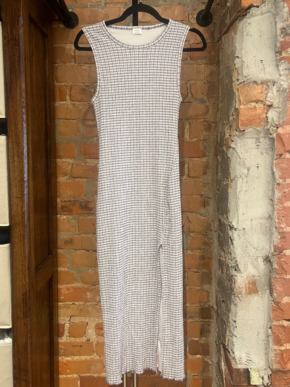 Aritzia Wilfred Verona Gingham Midi Dress Purple Size S